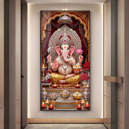 Divine Shree Ganesha Premium Acrylic Vertical Wall Art