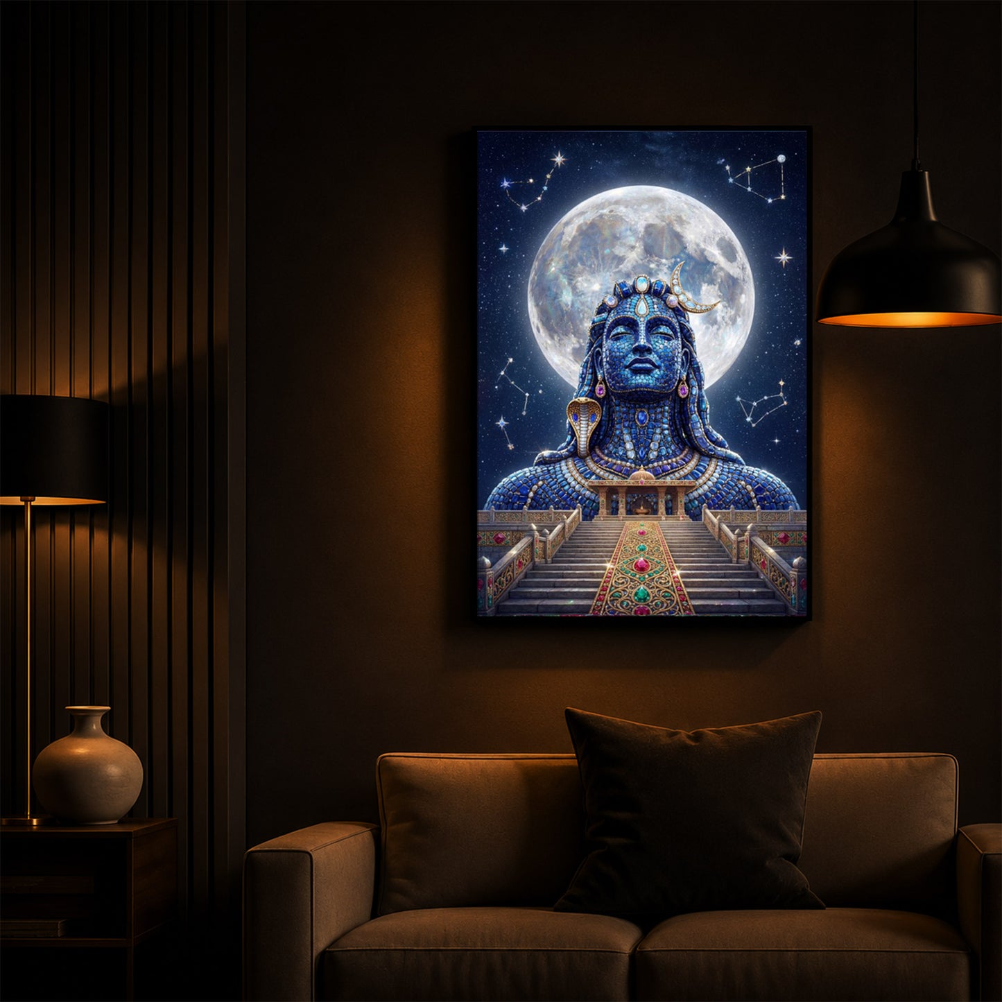 Divine Mahadev Modern Luxury Backlight Vertical Wall Art