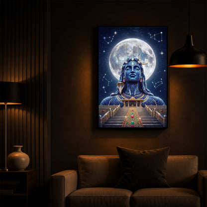Divine Mahadev Modern Luxury Backlight Vertical Wall Art