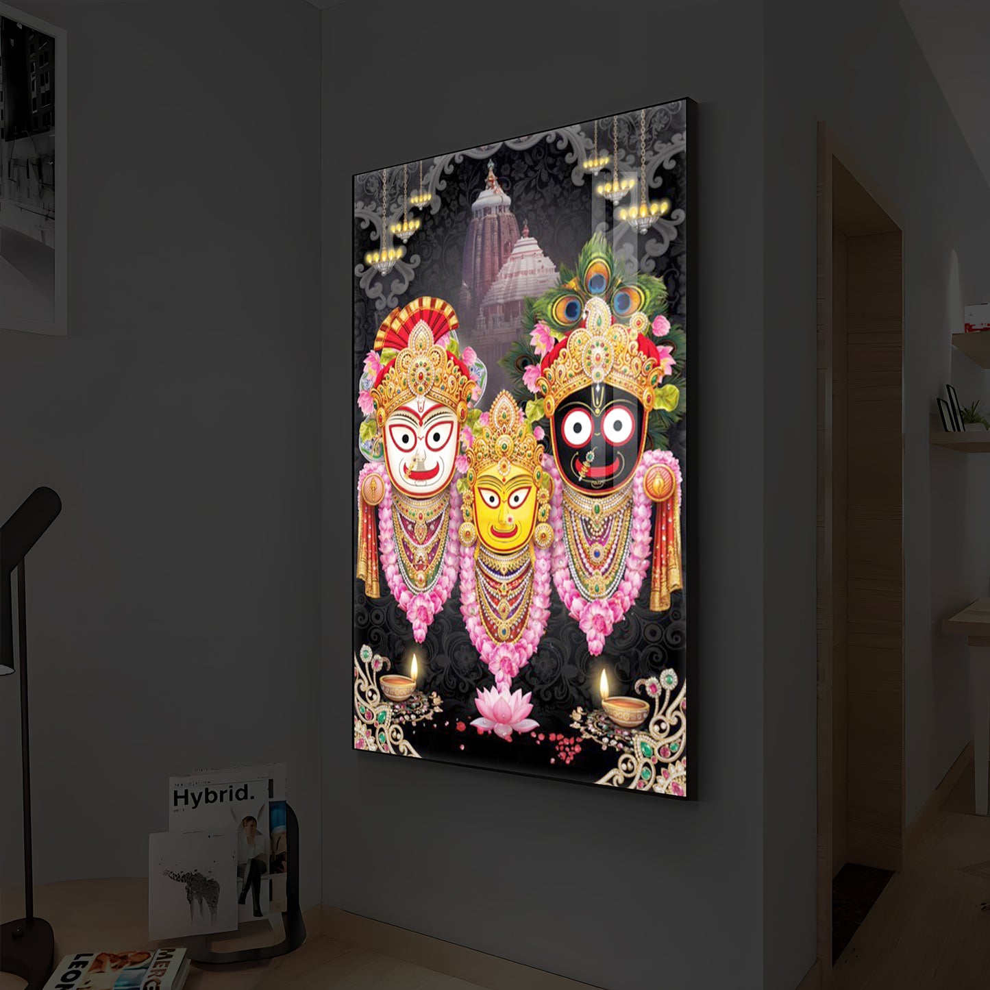 Lord Jagannath Modern Luxury Backlight Vertical Wall Art