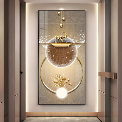 Golden Elegance Hallway Premium Acrylic Vertical Wall Art