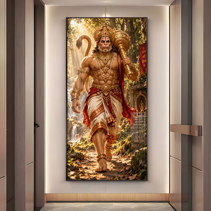 Hanuman Walking in Forest Premium Acrylic Vertical Wall Art