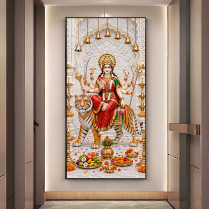 Holy Durga Mata Premium Acrylic Vertical Wall Art