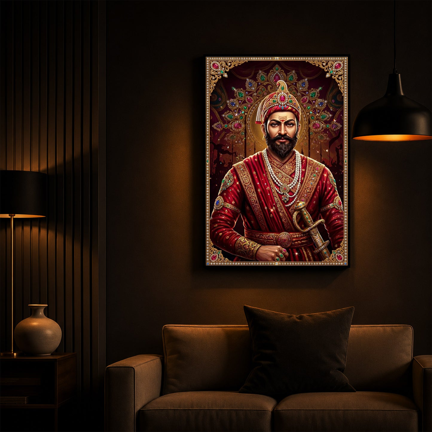 Chhatrapati Shivaji Maharaj  Modern Luxury Backlight Vertical Wall Art