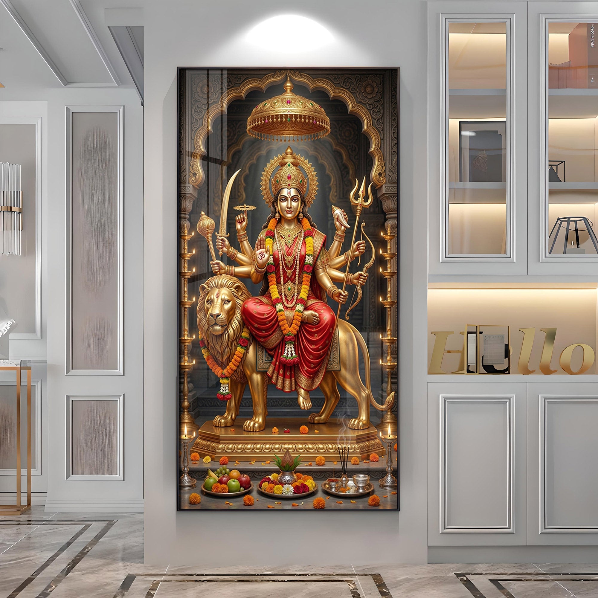Maa Durga Blessing Premium Acrylic Vertical Wall Art