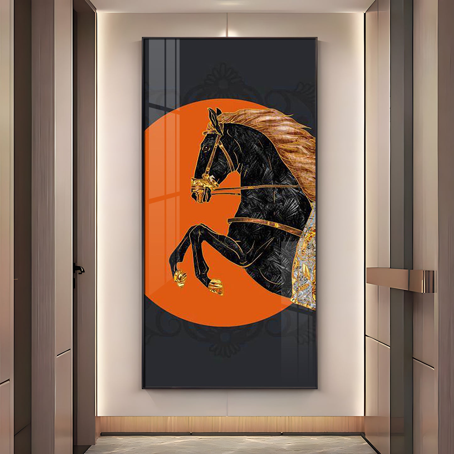 Black Horse Premium Acrylic Vertical Wall Art