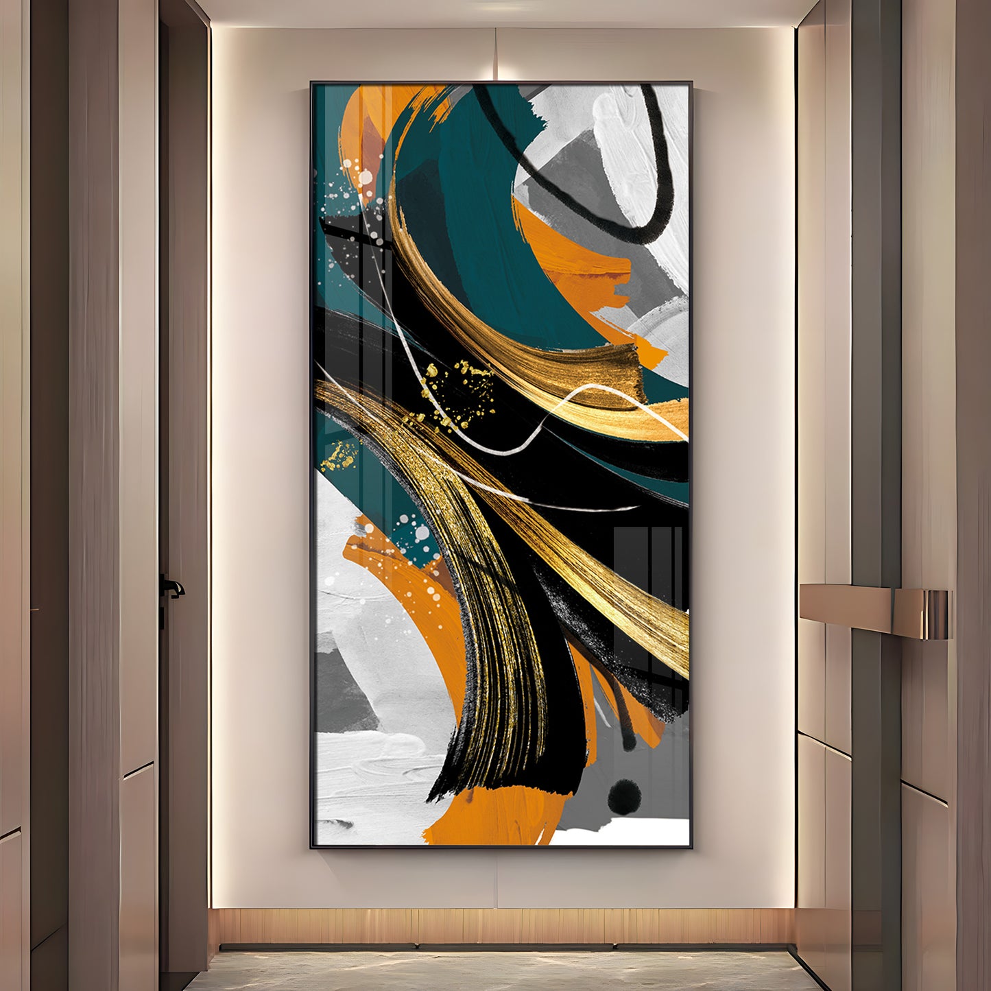 Abstract Gold Foil Premium Acrylic Vertical Wall Art