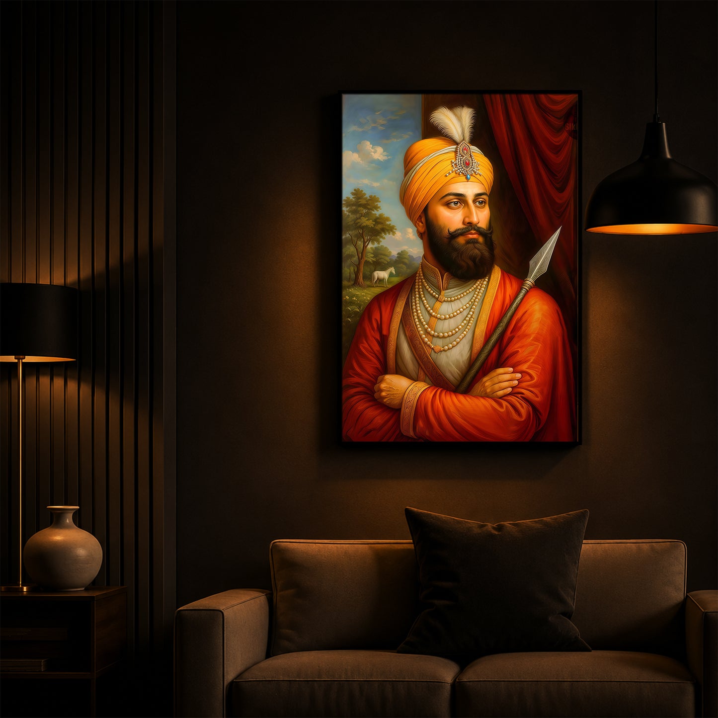 Prestigious Guru Gobind Singh Ji Modern Luxury Backlight Vertical Wall Art
