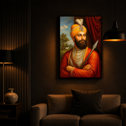 Prestigious Guru Gobind Singh Ji Modern Luxury Backlight Vertical Wall Art