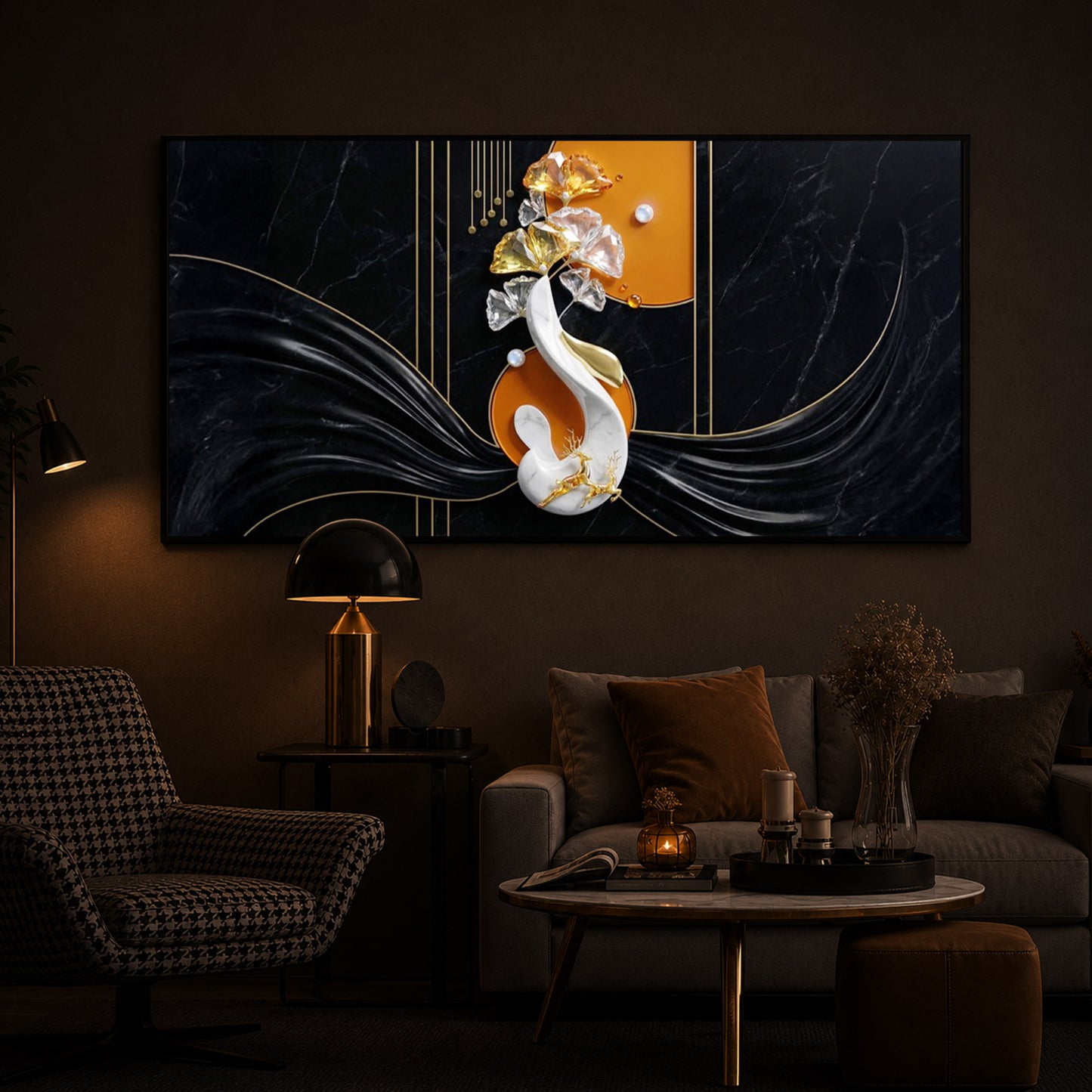 Black & Bold Modern Luxury Backlight Horizontal Wall Art