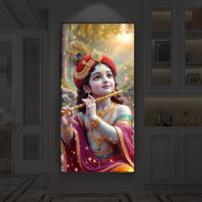 Divine Glow Krishna Modern Luxury Backlight Vertical Wall Art