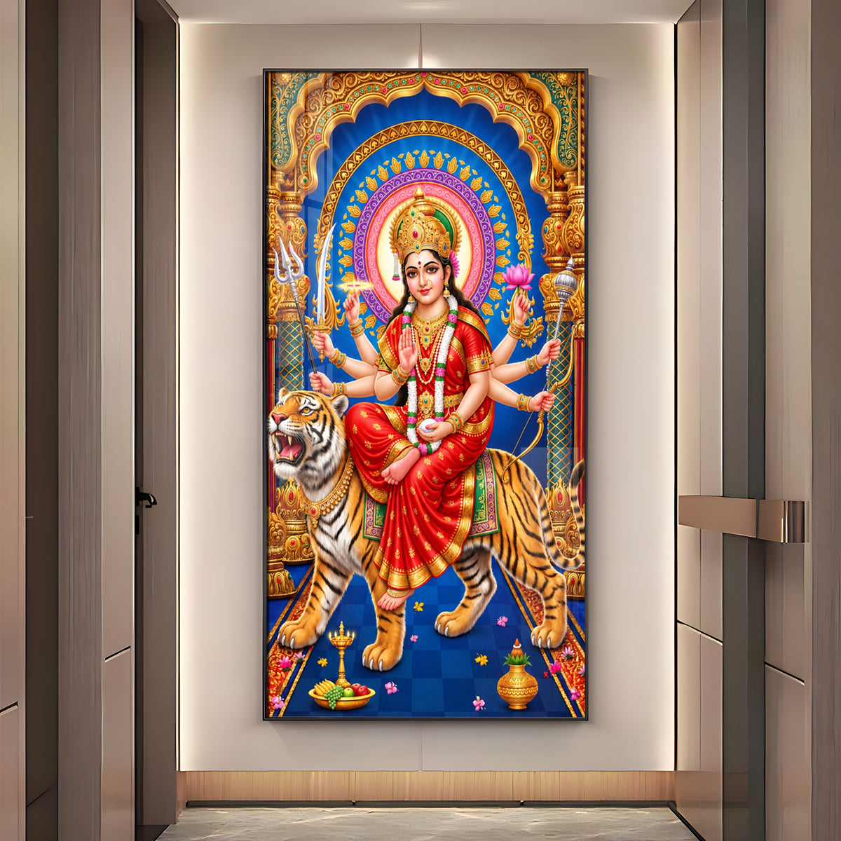 Goddess Durga Divine Premium Acrylic Vertical Wall Art