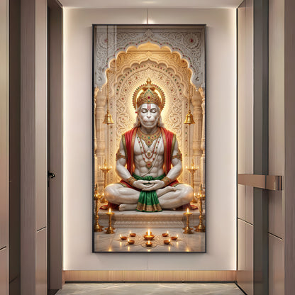 Hanuman's Divine Sanctuary Premium Acrylic Vertical Wall Art