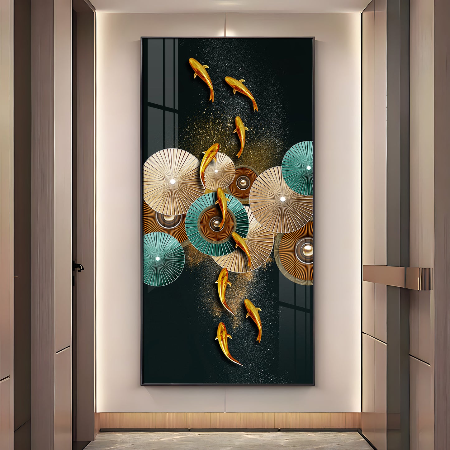 Serene Koi Fish Premium Acrylic Vertical Wall Art
