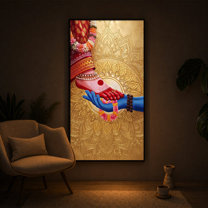 Shiv Shakti Modern Luxury Backlight Vertical Wall Art