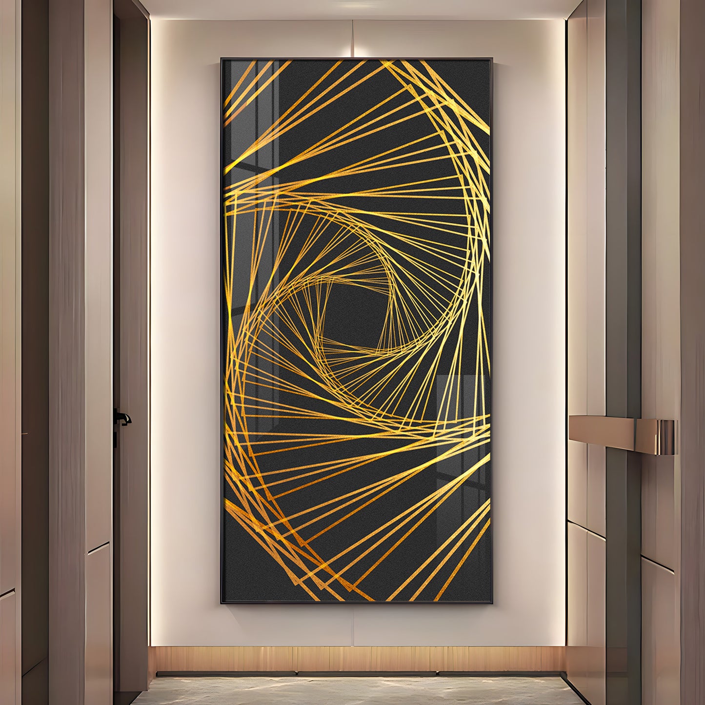 Abstract Golden Lines Design Premium Acrylic Vertical Wall Art