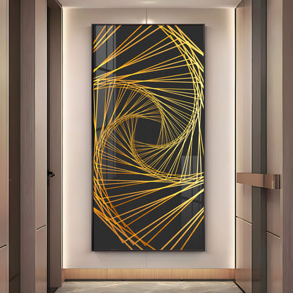 Abstract Golden Lines Design Premium Acrylic Vertical Wall Art