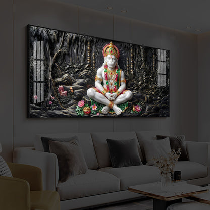 Lord Hanuman Modern Luxury Backlight Horizontal Wall Art