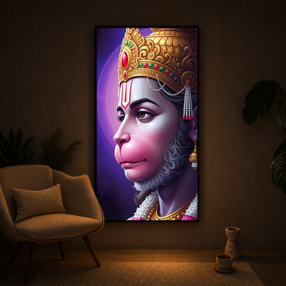 Jai Shri Hanuman Modern Luxury Backlight Vertical Wall Art