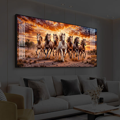 Herd Of Wild Horses Galloping Modern Luxury Backlight Horizontal Wall Art