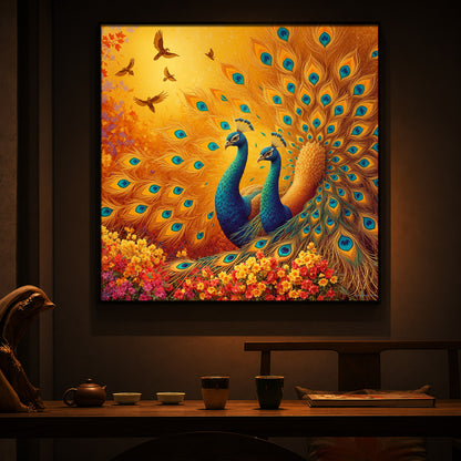 Couple Peacock Modern Luxury Backlight Square Wall Art