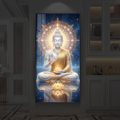 Blessings Of Buddha Modern Luxury Backlight Vertical Wall Art