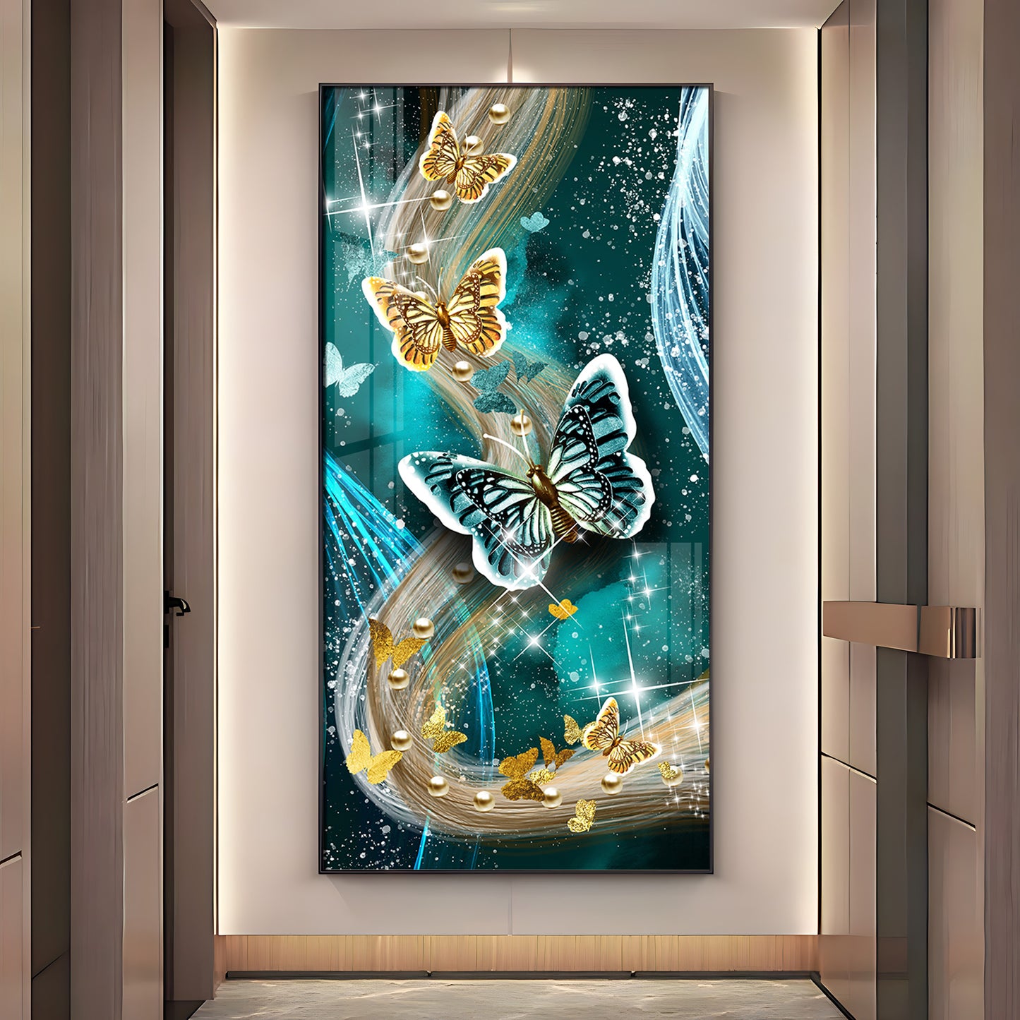 Pair Of Butterfly Premium Acrylic Vertical Wall Art