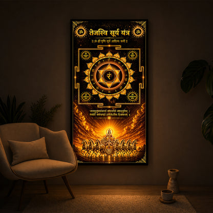 Tejasvi Surya Yantra Modern Luxury Backlight Vertical Wall Art
