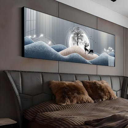 Black Deer In Night Premium Acrylic Horizontal Wall Art