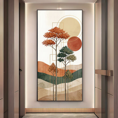 Boho Trees & Mountain Premium Acrylic Vertical Wall Art