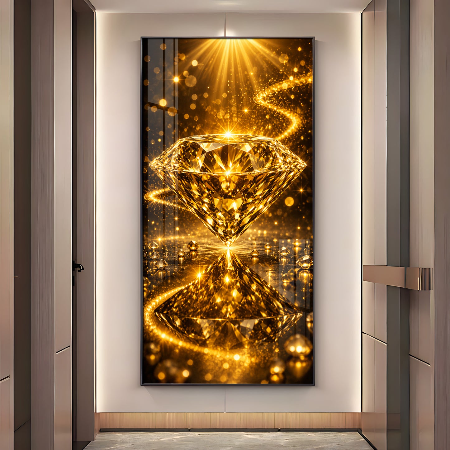 Golden Diamond Premium Acrylic Vertical Wall Art