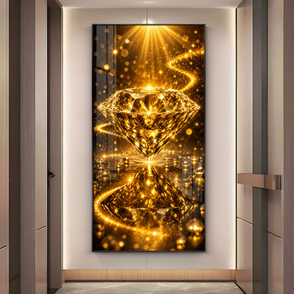 Golden Diamond Premium Acrylic Vertical Wall Art
