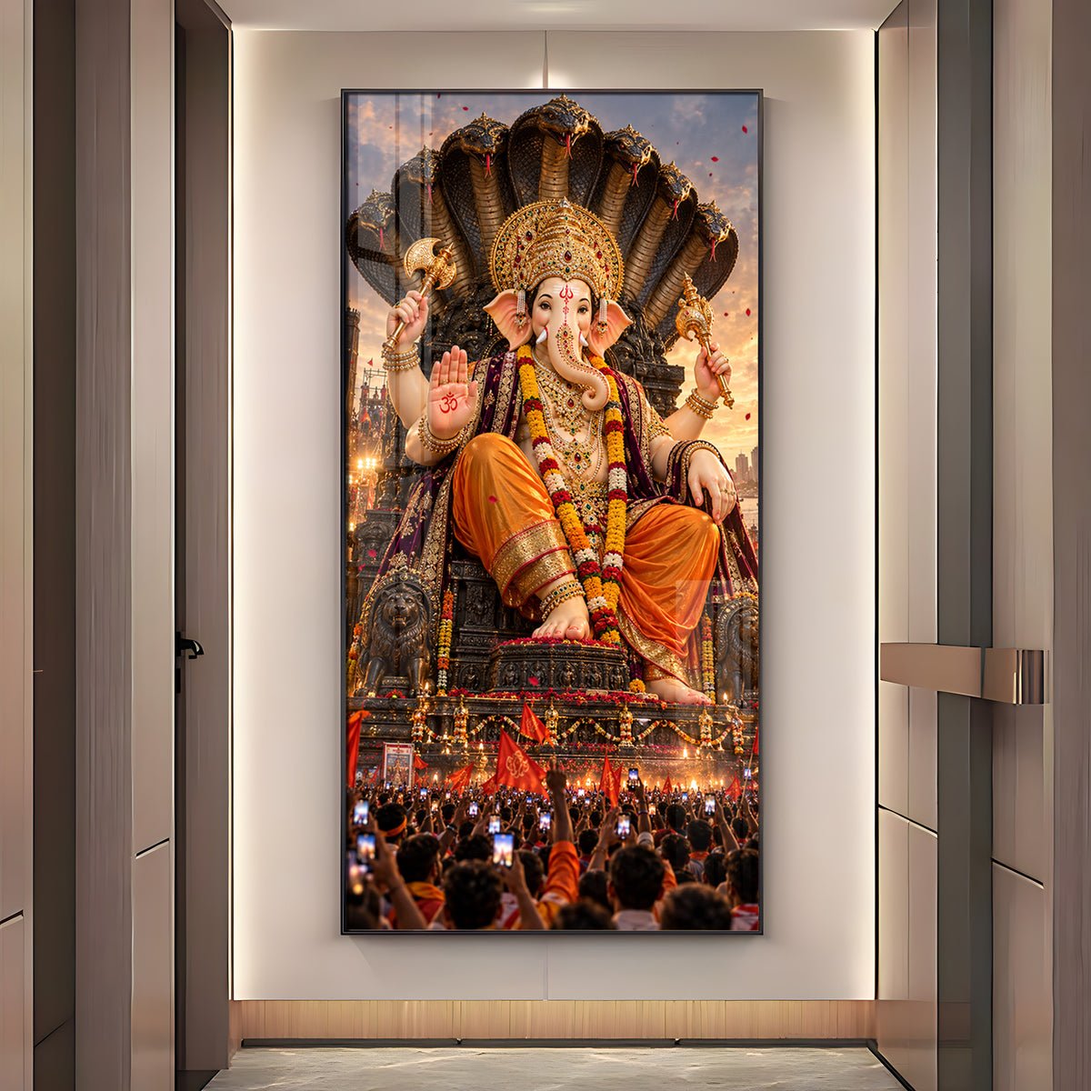 Lalbaugcha Raja Sheshnag Darshan Premium Acrylic Vertical Wall Art