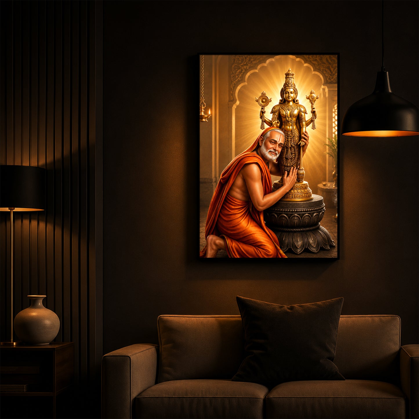 Guru Rayaru Modern Luxury Backlight Vertical Wall Art