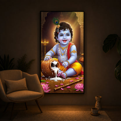 Bal Krishna Modern Luxury Backlight Vertical Wall Art