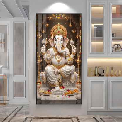 Divine Blessings Of Ganesh Ji Premium Acrylic Vertical Wall Art