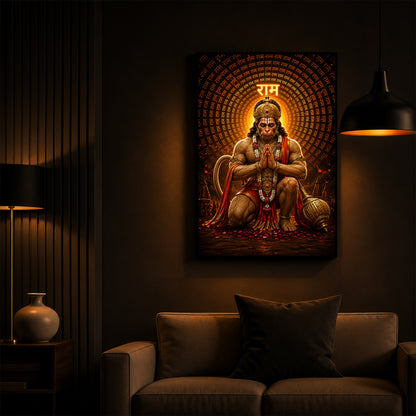 Bajrang Bali Modern Luxury Backlight Vertical Wall Art