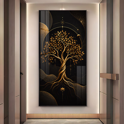 Modern Luxury Gold Tree Premium Acrylic Vertical Wall Art