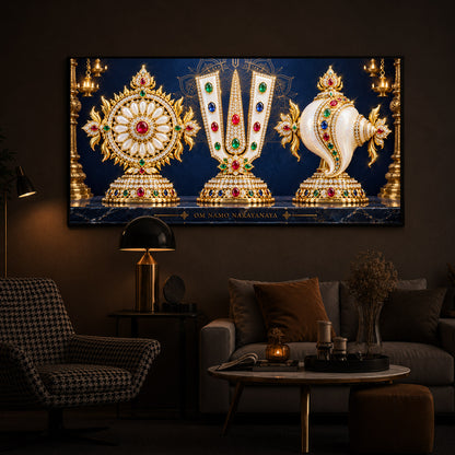 Divine Balaji Symbols Modern Luxury Backlight Horizontal Wall Art