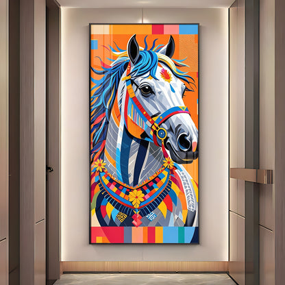 Multicolored Horse Premium Acrylic Vertical Wall Art