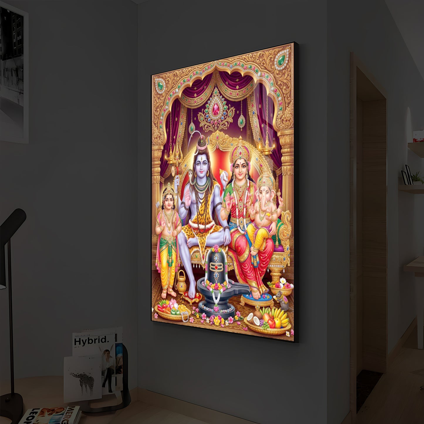 Namah Shivay Modern Luxury Backlight Vertical Wall Art