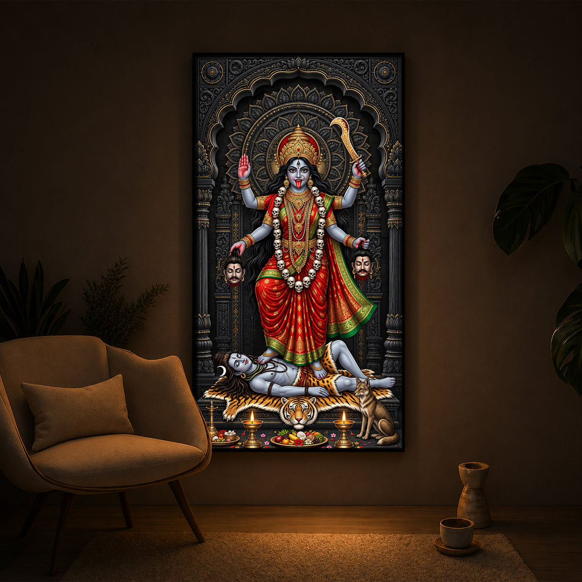 Mahakali Modern Luxury Backlight Vertical Wall Art