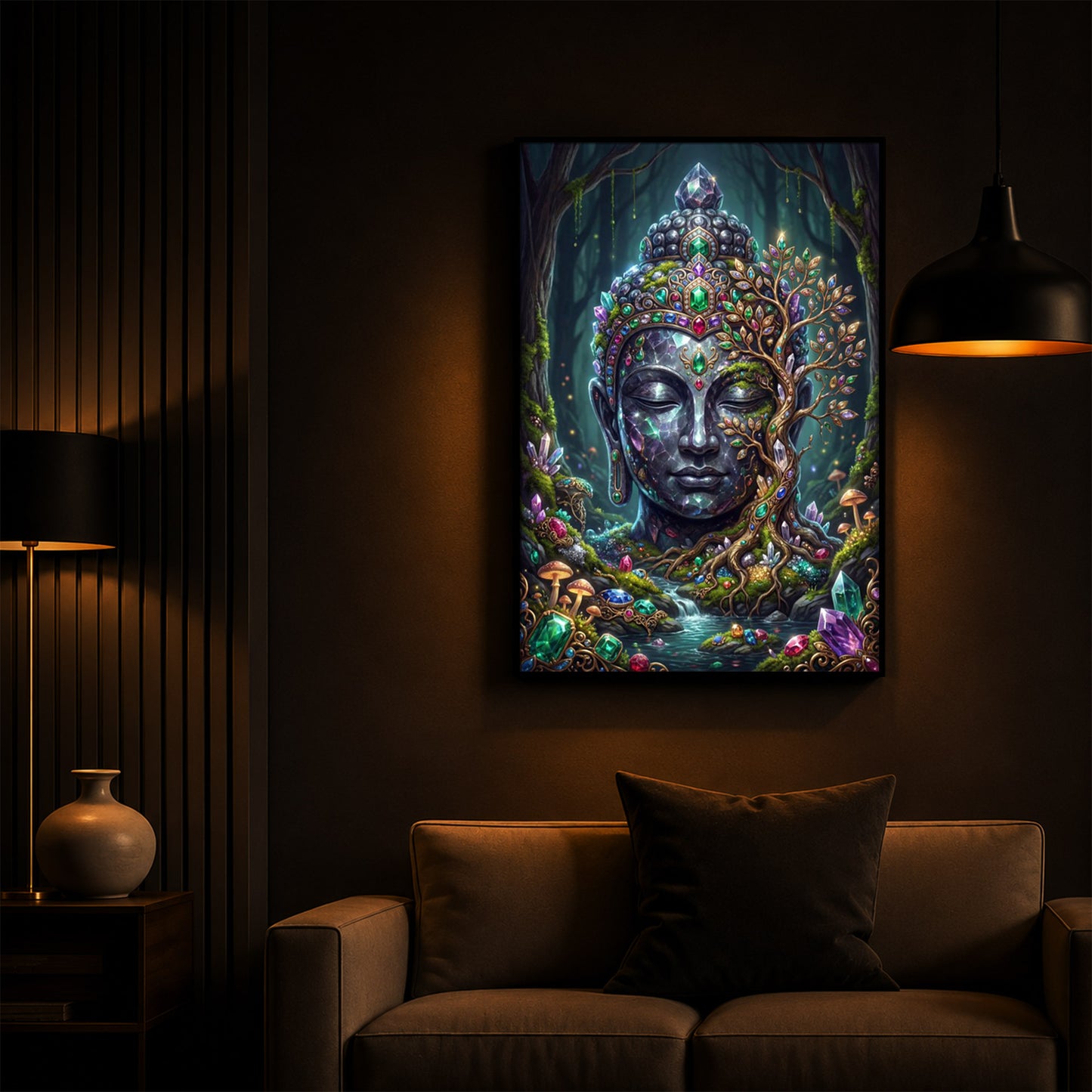 Lord Gautam Buddha Modern Luxury Backlight Vertical Wall Art