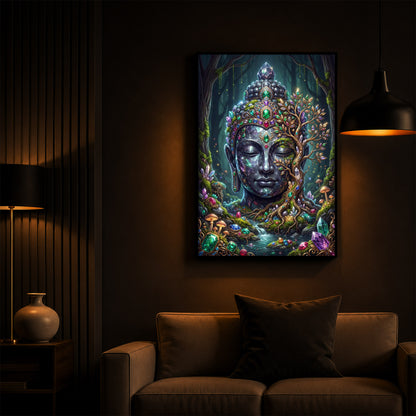 Lord Gautam Buddha Modern Luxury Backlight Vertical Wall Art