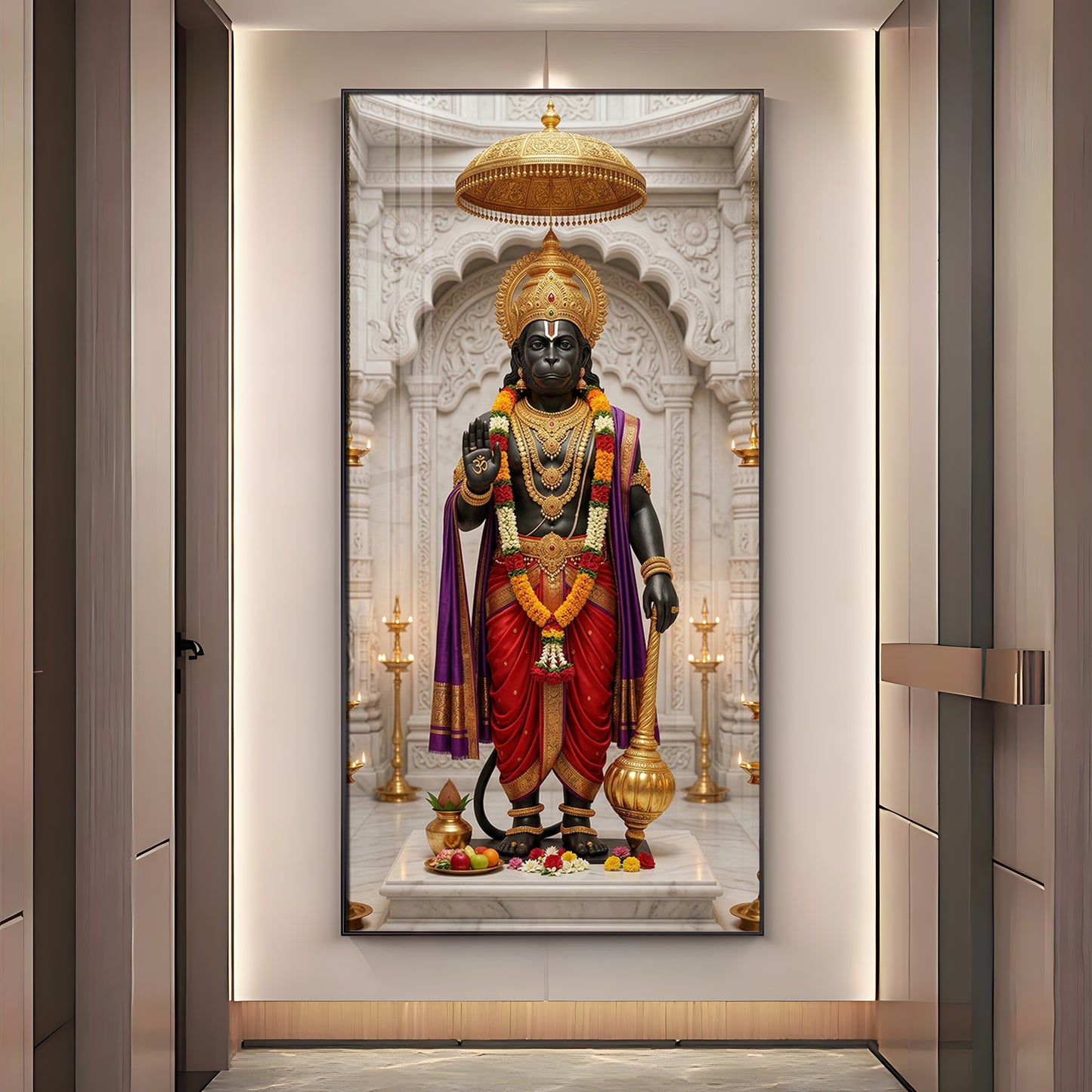 Divine Guardian Hanuman Premium Acrylic Vertical Wall Art