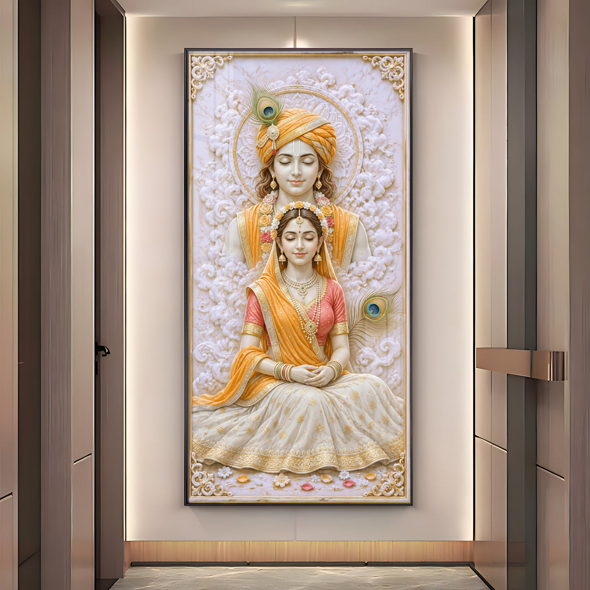 Meditation Radha Krishna Premium Acrylic Vertical Wall Art
