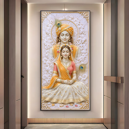 Meditation Radha Krishna Premium Acrylic Vertical Wall Art