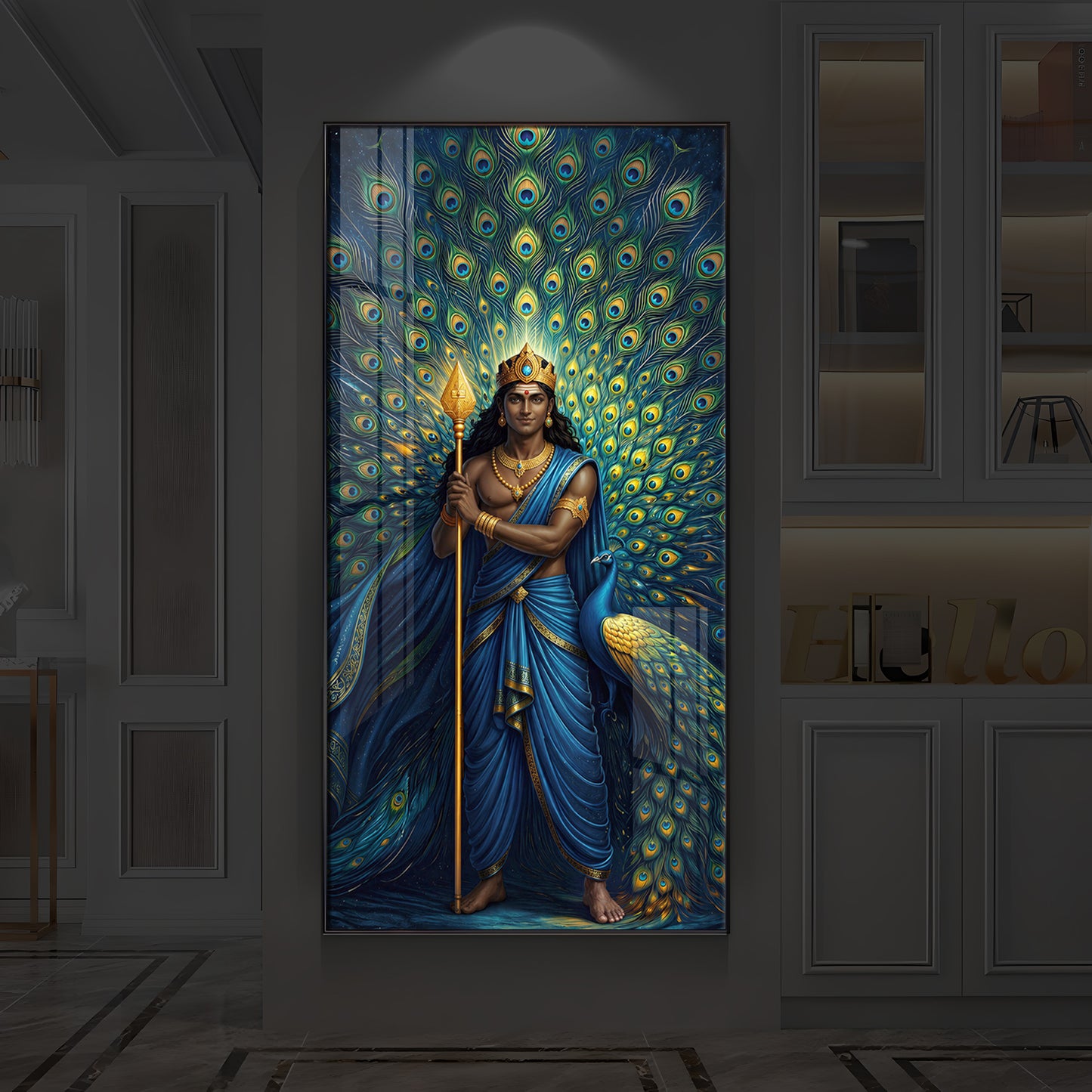 Murugan Bhagwan Ji Modern Luxury Backlight Vertical Wall Art