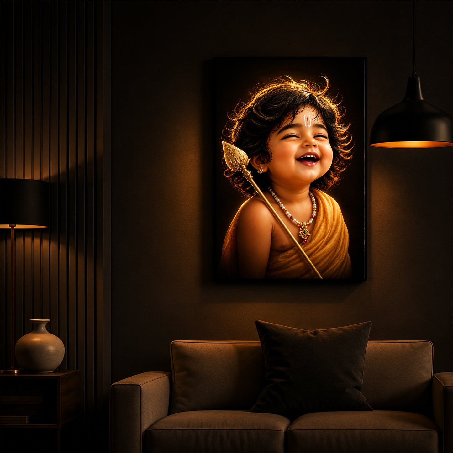 Child Lord Murugan Modern Luxury Backlight Vertical Wall Art