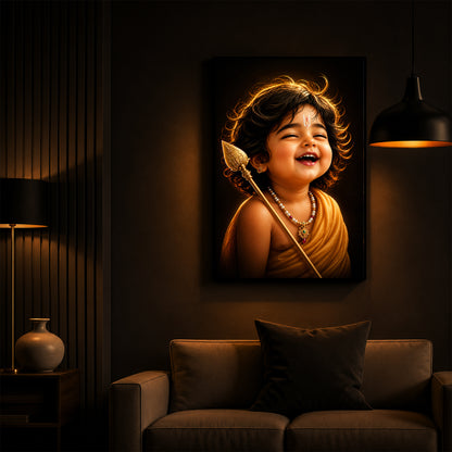 Child Lord Murugan Modern Luxury Backlight Vertical Wall Art